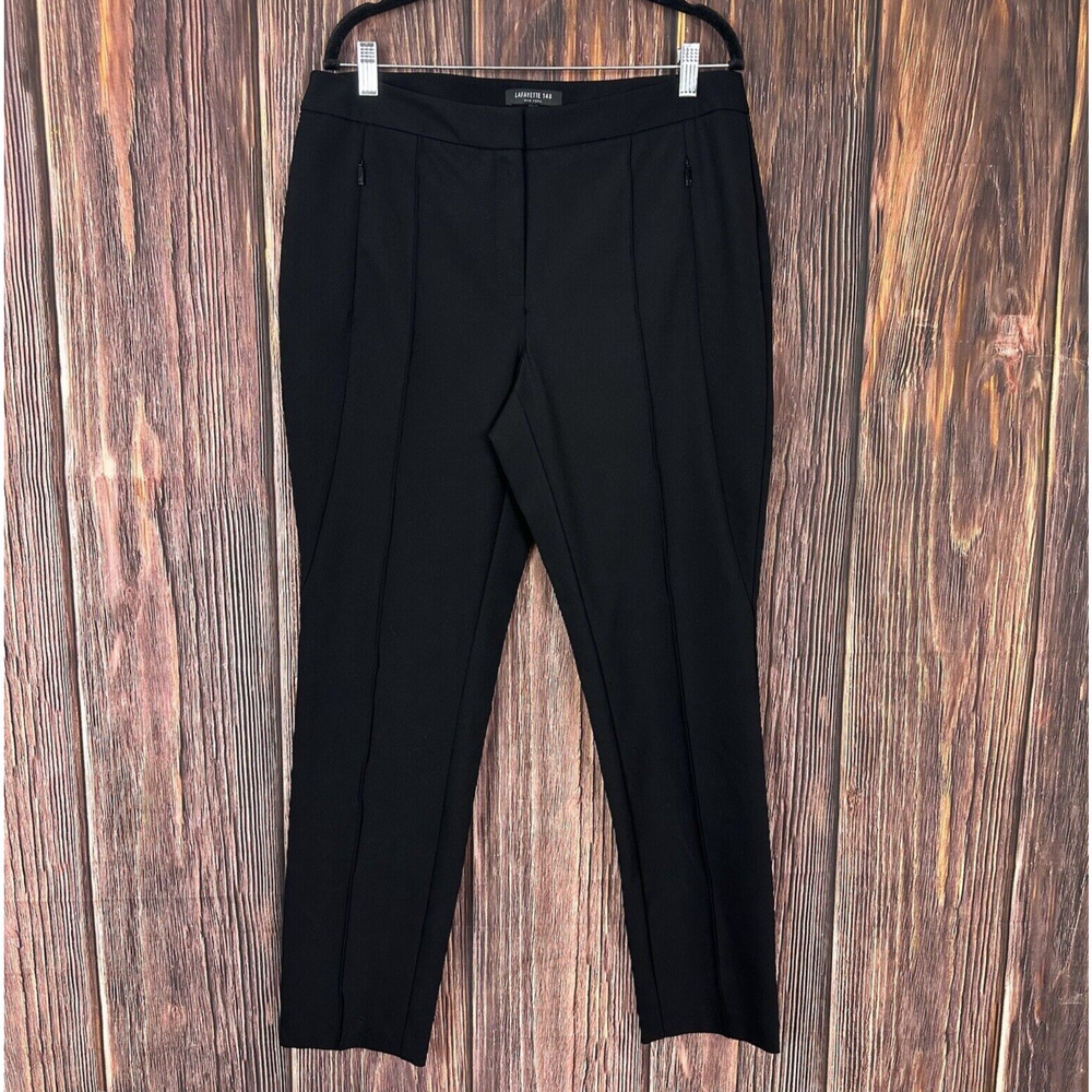 Lafayette 148 Black Dress Pants Trousers Zip‎ Pockets Work Career Womens Size 12